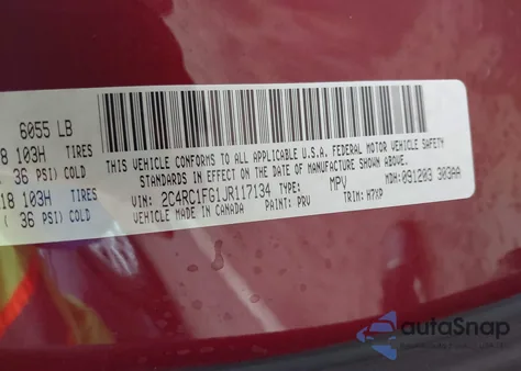 2018 Chrysler Pacifica Touring Plus z USA, uszkodzony, nr VIN 2C4RC1FG1JR117134